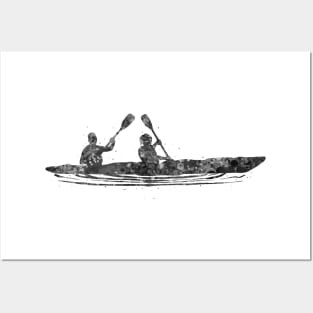 Kayak black and white Posters and Art